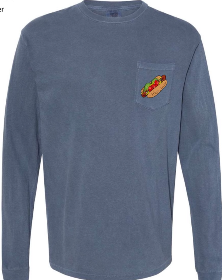 Long Sleeve Pocket T (Hot Dog)